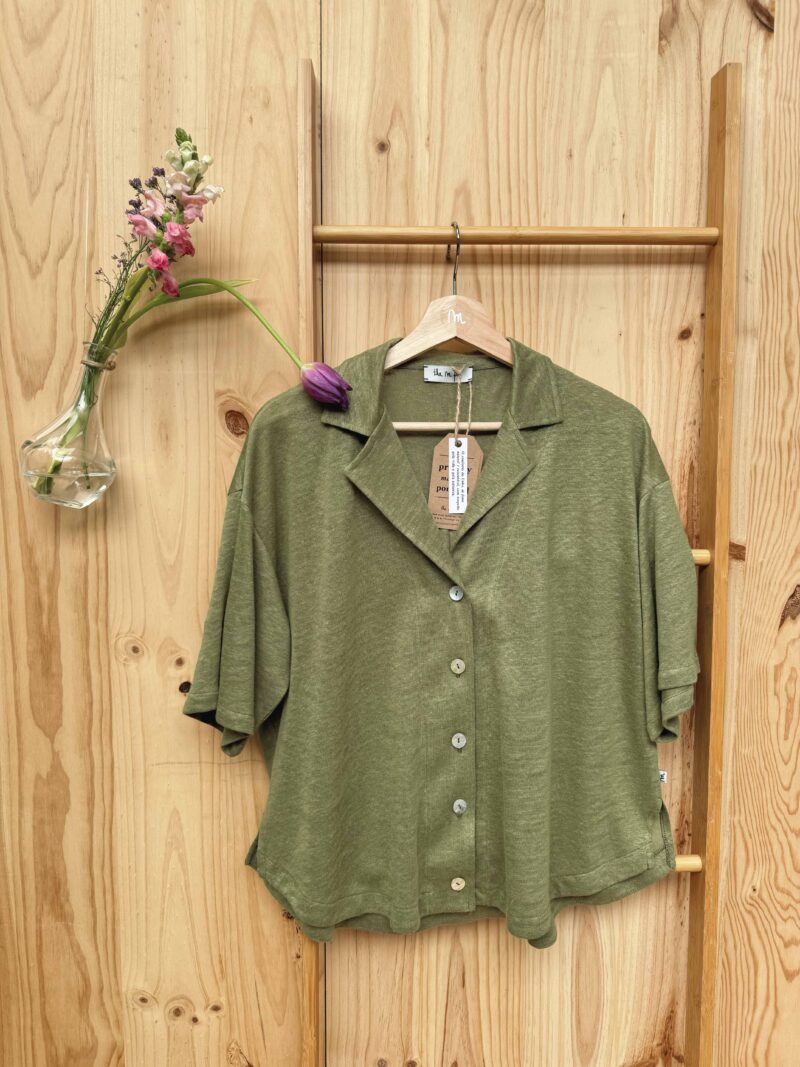 primavera, upcycle pt brand, clothes, crafts living, slow fashion, linho top, camisa verde oliva