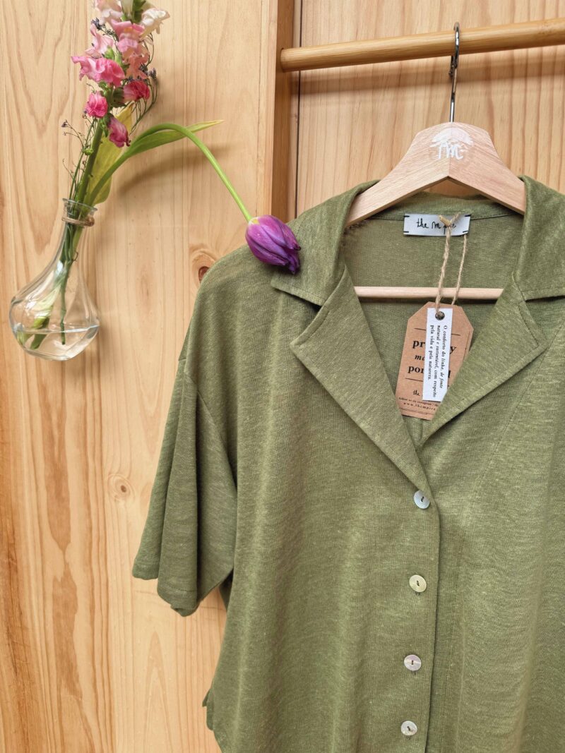 primavera, upcycle pt brand, clothes, crafts living, slow fashion, linho top, camisa verde oliva